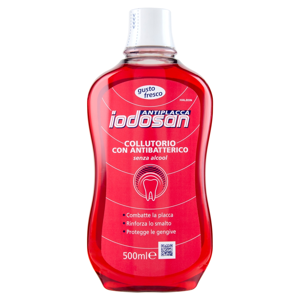 Iodosan Antiplacca Collutorio con Antibatterico per Pulizia Denti e Protezione Gengive 500 ml